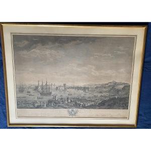 Gravure XVIII°, l'Entrée Dans Le Port De Marseille