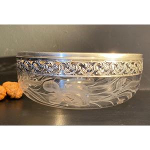 Art Nouveau Crystal And Silver Salad Bowl