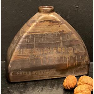 Glazed Stoneware Vase Signed Bridoux