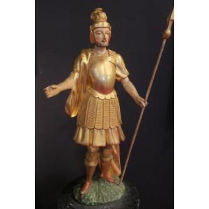 Gilded And Polychromed Wooden Statue