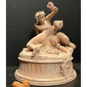 Satyr And Bacchante, Terracotta Signed Clodin