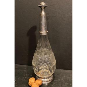Crystal Carafe With Sterling Silver Collar, Base And Stopper