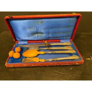 4 Serving Cutlery, With Bronze Deer