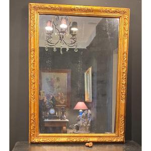 Mirror, Gilded Oak Mirror From The 18th Century