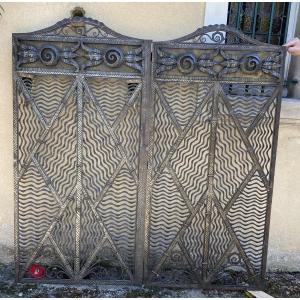 Pair Of Art Deco Wrought Iron Doors