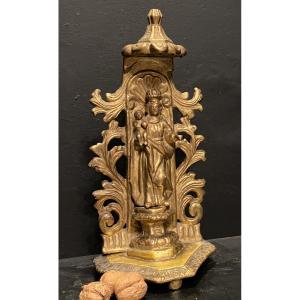 18th Century Virgin In Gilded Wood