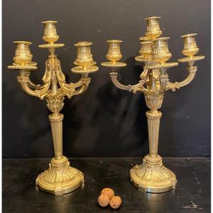 Pair Of Gilt Bronze Candlesticks