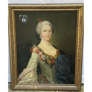 Painting, Portrait Of A Woman, Coat Of Arms