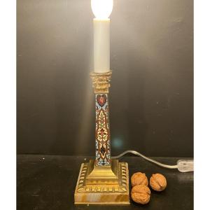 1 Bronze And Cloisonné Pilaster Lamp