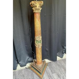 18th Century Painted Column Mounted As A Lamp