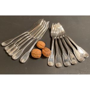 6 Fish Cutlery Sets, Shell Model