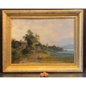 Painting, Painting Representing The Island Of Women Signed Sckell
