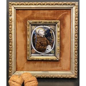 Saint Francis, 18th Century Enamel Signed J Laudin