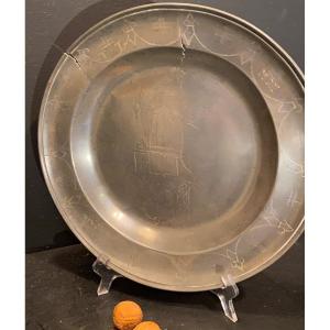 18th Century Pewter Dish, Sainte Barbe