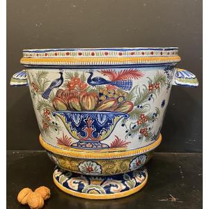 Large Earthenware Flowerpot Marked Ak