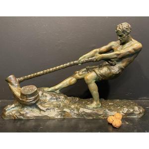 Bronze Signed Ouline, The Towpath