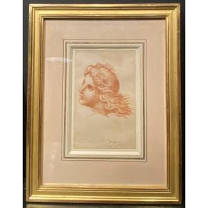18th Century Drawing, Red Chalk Signed Dorigny