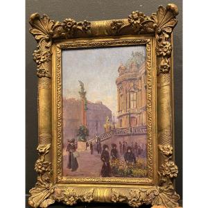 Painting, Street Scene Signed Isaïloff