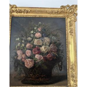 Painting, Bouquet Of Flowers In Its Gilded Frame