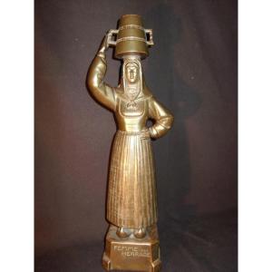 Woman In A Herd, Copper Statue Signed A Jouanneault