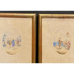 Pair Of Drawings, Signed E Lebel