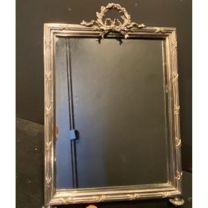 Silver Metal Table Mirror