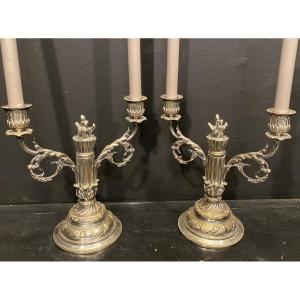 Pair Of Silver-plated Candlesticks