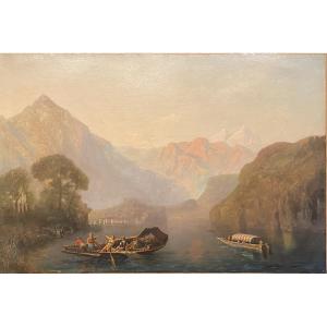 Painting Signed Carrer. Mountain Landscape