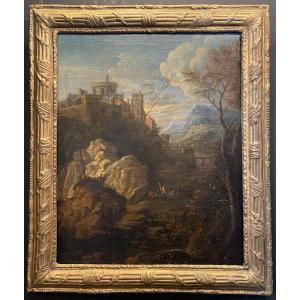 Painting Depicting A Village In The Mountains