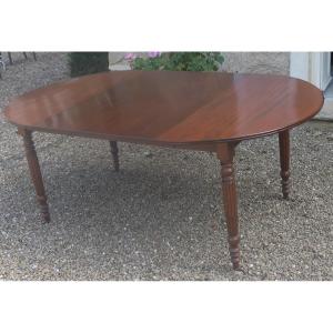 Louis Philippe Style Table In Solid Mahogany With A Solid Mahogany Extension