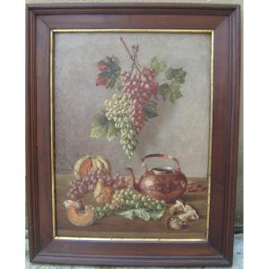 Painting, Still Life With Grapes, Signed Anselm