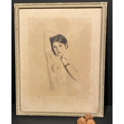 Lithograph, Bust Of Naked Woman