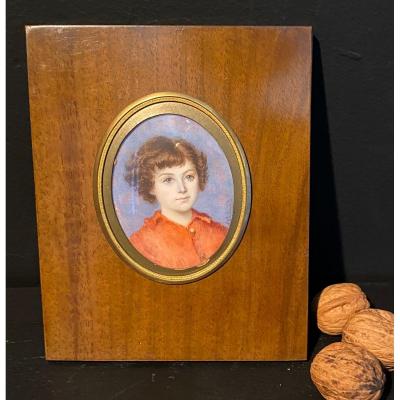 Miniature, Jeune Fille Signée E Guerard