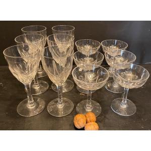 6 Glasses And 6 Cut Crystal Cups
