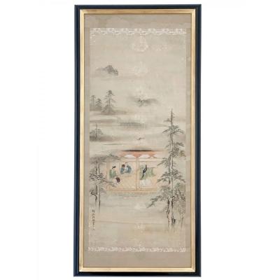 Great Painting On Rice Paper - 135x64 Cm - Asia Nineteenth Century