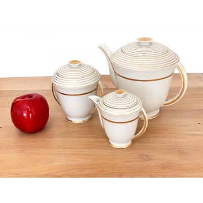 Art Deco Biscuit Service - White Biscuit And Gilding - Circa. 1930