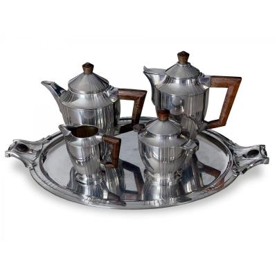 Tea And Coffee Service Art Deco Silver Metal - Circa 1920