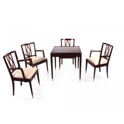 Game Table And Its 4 Armchairs - De Coene - Circa 1940