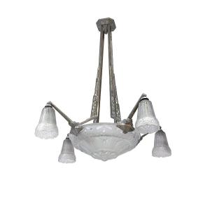 Art Deco Chandelier - Cupola With 4 Tulips - Maynadier