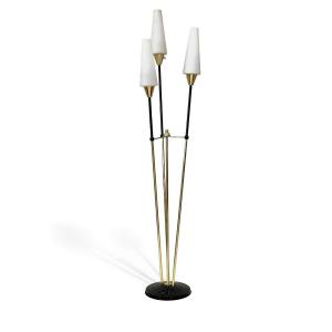 Design Floor Lamp With 3 Opalines - Lunel