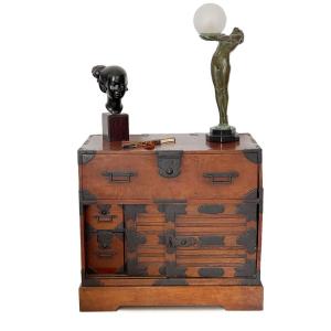 Keyaki Tansu - Japanese Choba Dansu Storage Cabinet, (edo Era)
