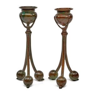 Pair Of Art Nouveau Candlesticks - Tiffany Studios New York