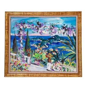My French Riviera View Of Cap Ferrat - Painting By Yvon Grac