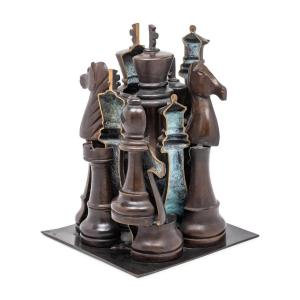 Gambit, The Great Chess Game - Arman - Bronze Sculpture