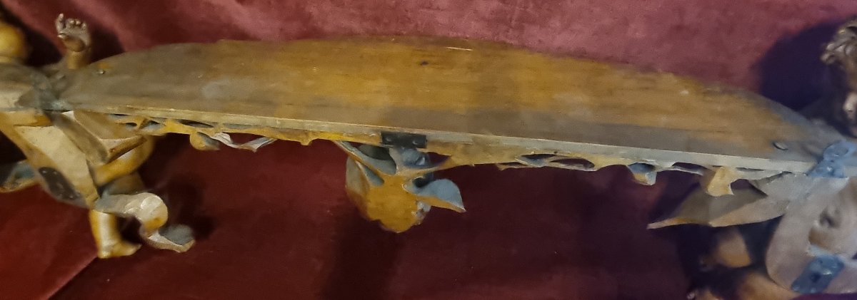 MENSOLA IN LEGNO INTAGLIATO - PUTTI E FIORI SCOLPITI - FIRMATA VINCENZO CADORIN VENEZIA-photo-5