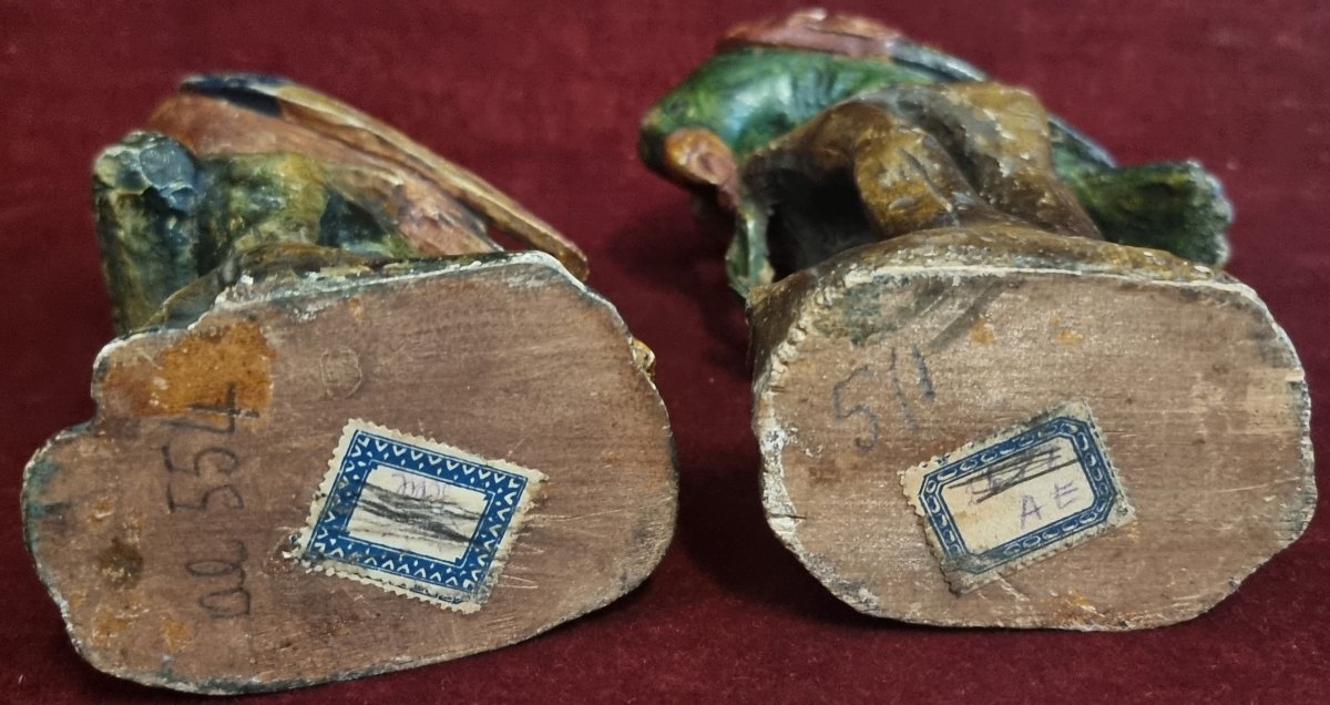 COPPIA PAPPAGALLI IN LEGNO INTAGLIATO E LACCATO - VENEZIA XVIII -photo-5