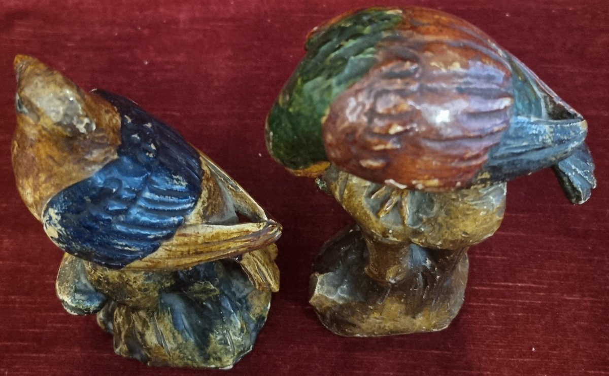 COPPIA PAPPAGALLI IN LEGNO INTAGLIATO E LACCATO - VENEZIA XVIII -photo-6