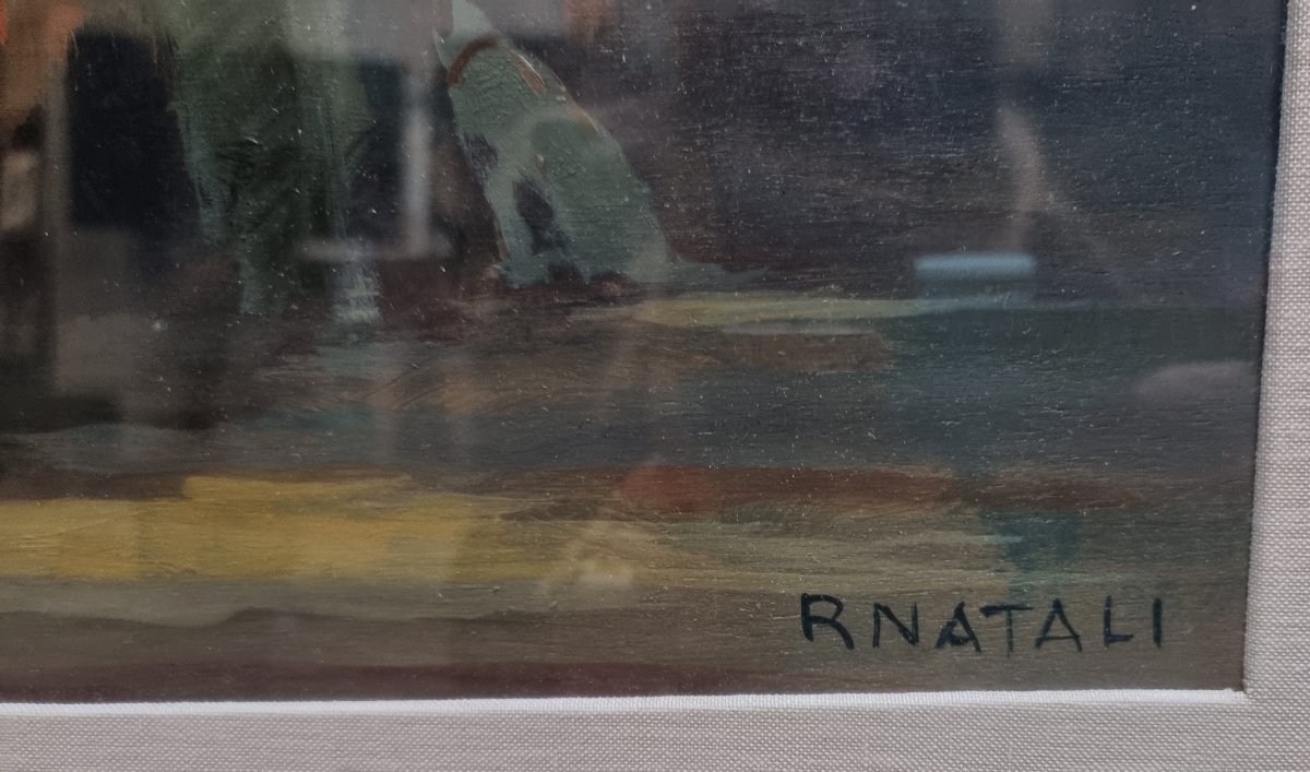 QUADRO - OLIO SU COMPENSATO - FIRMATO RENATO NATALI (LIVORNO 1883-LIVORNO 1979)-photo-3