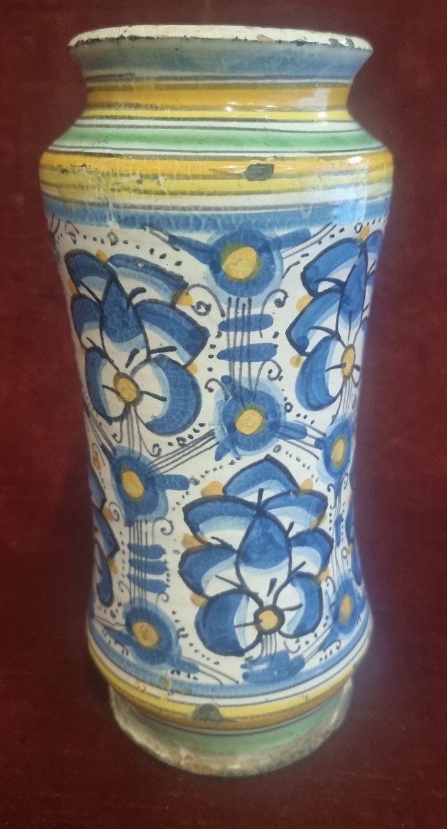 ALBERELLO DA FARMACIA IN MAIOLICA - MONTELUPO O ORVIETO  FINE XVI SECOLO / INIZIO XVII SECOLO