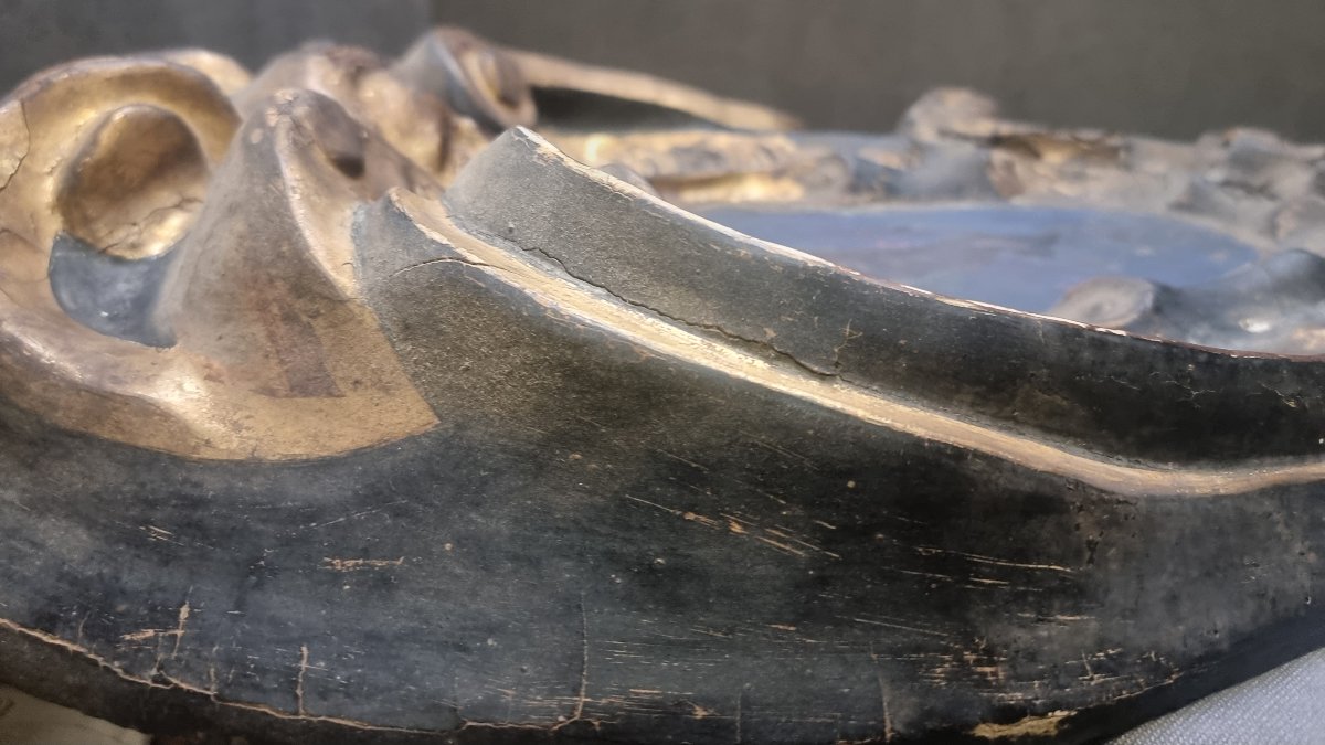 STEMMA NOBILIARE DA INTERNO PALAZZO - CARTAPESTA TELATA, DORATO E DIPINTO - XVI SECOLO-photo-3